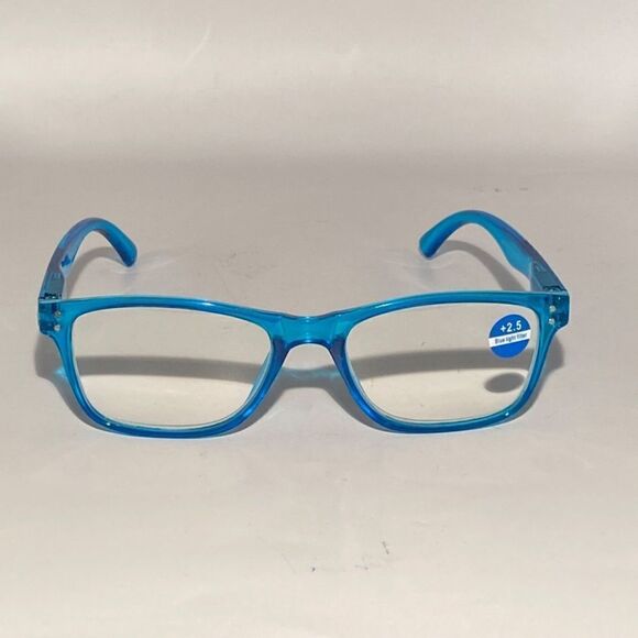 1440 Helen 2.5 Reading Glasses Thin Rectanle Bluelight Filter Blue Frames NWT main image 7